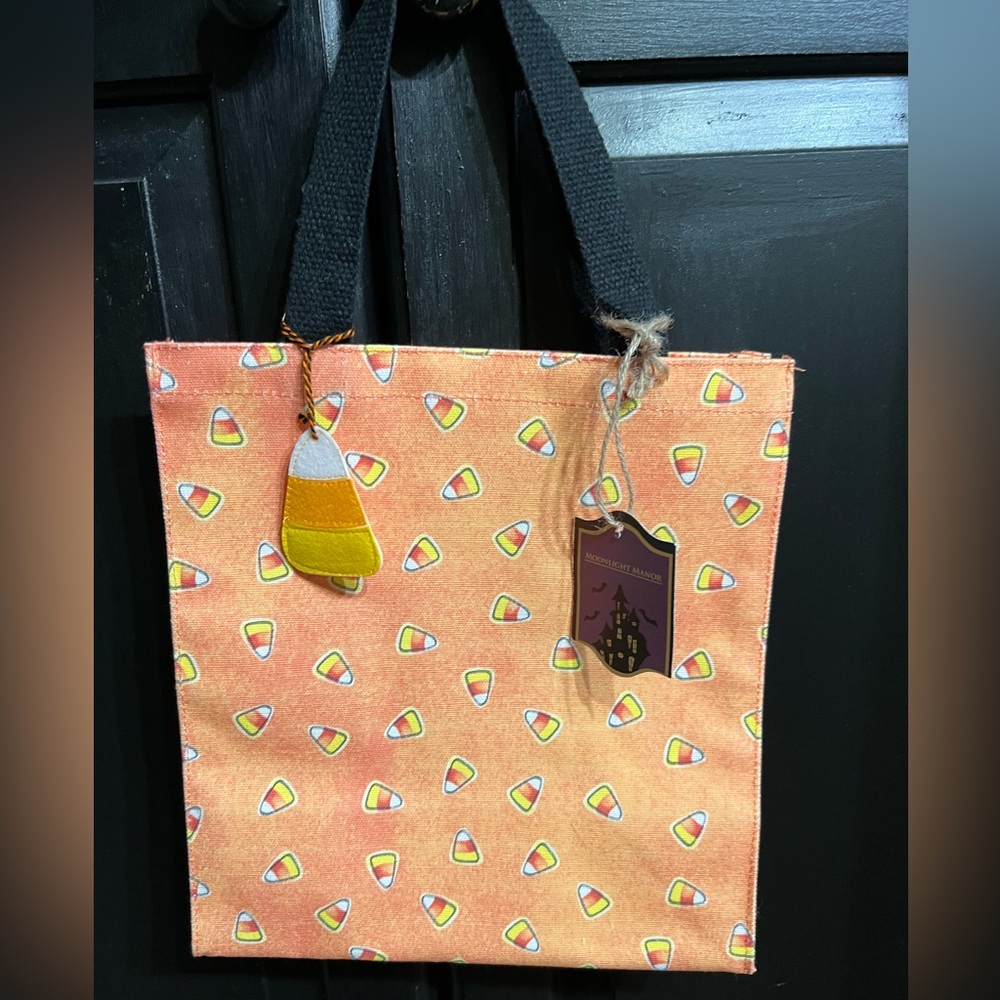 Halloween Candy Corn Canvas Tote Bag  With Bag Charm NWT